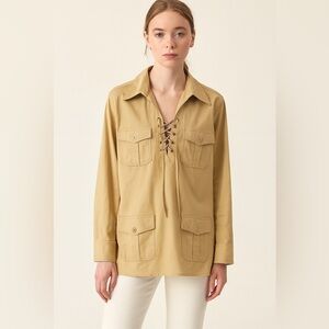 Y2K Vintage Y2K Utility Cargo Beige Lace-Up Safari Shirt Nine West Medium